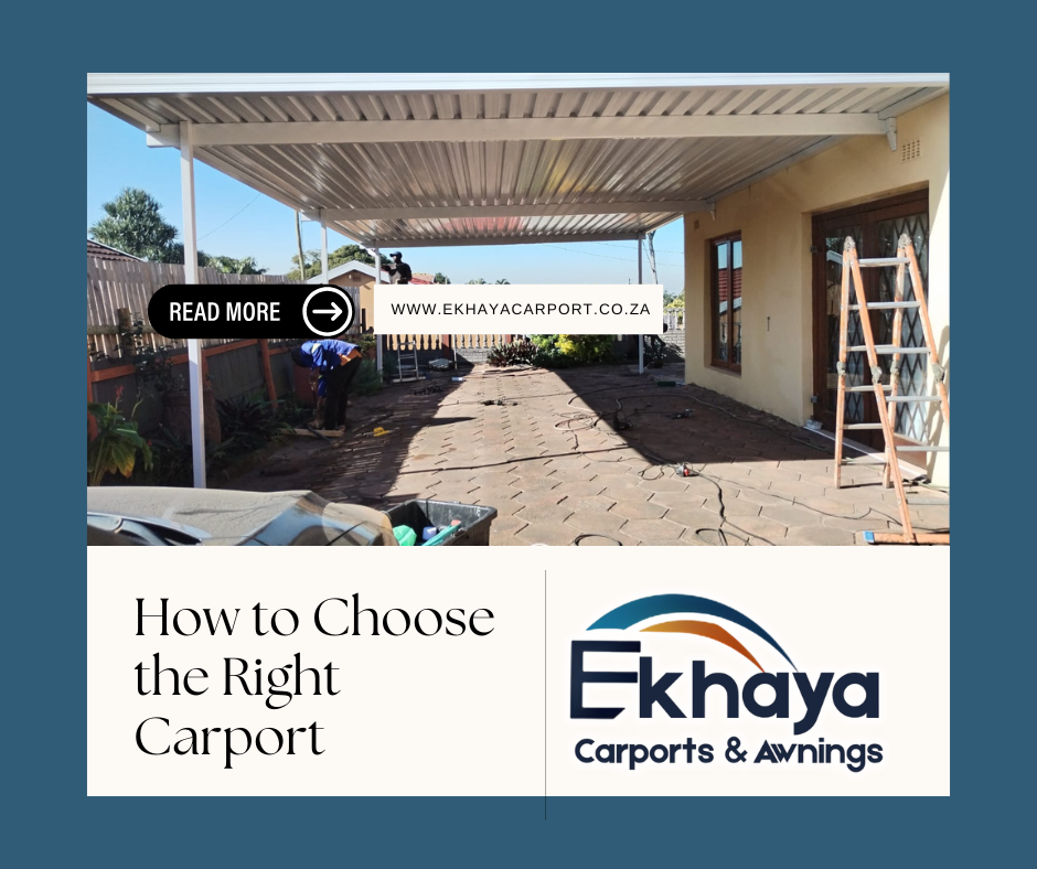 Steel carport installed at residential property in South Africa providing affordable vehicle protection.